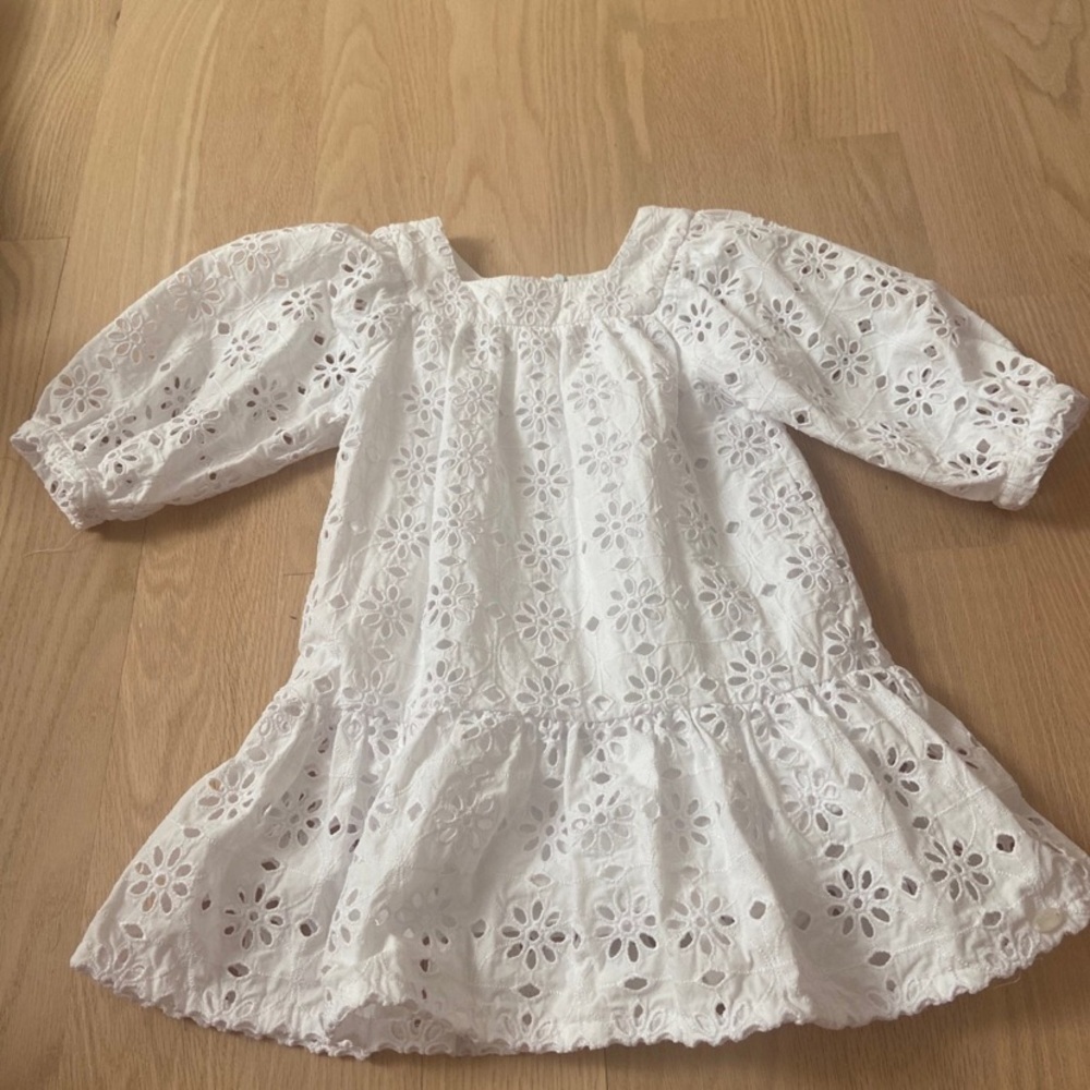 Tartine et Chocolat White Eyelet Dress with Floral Cutwork